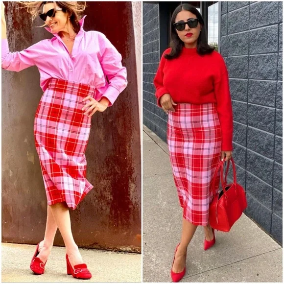 ZARA PLAID MIDI SKIRT - Picture 7 of 10